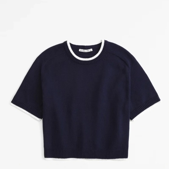 Abercrombie & Fitch Sweaters - Abercrombie & Fitch Navy Blue Crew Sweater Tee In Women's Large-Boxy Fit Knit